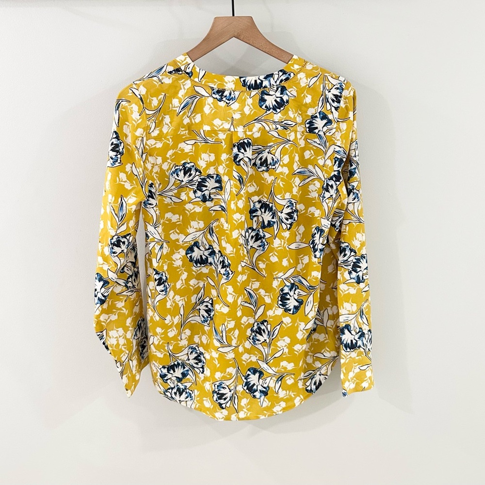 J. Crew Long Sleeve Floral Blouse Yellow Size Small - Picture 7 of 7